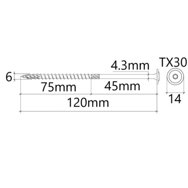 Surub Dulgherie Cap Plat 6x120 bb