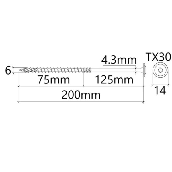 Surub Dulgherie Cap Plat 6x200 bb
