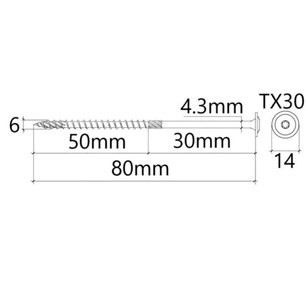 Surub Dulgherie Cap Plat 6x80 bb
