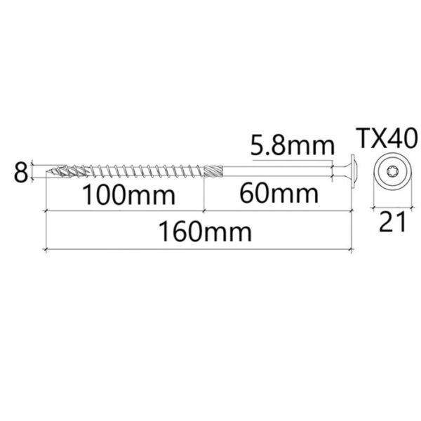 Surub Dulgherie Cap Plat 8x160 bb