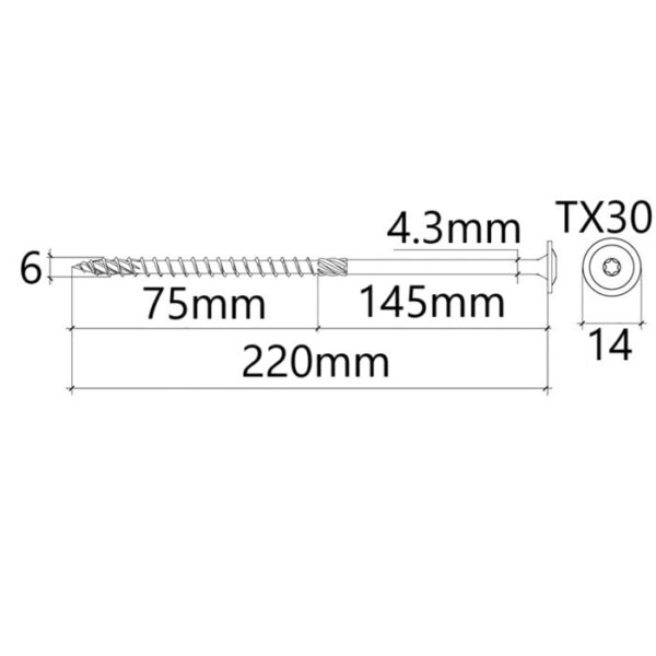 Surub Dulgherie Cap Plat 6x220 bb