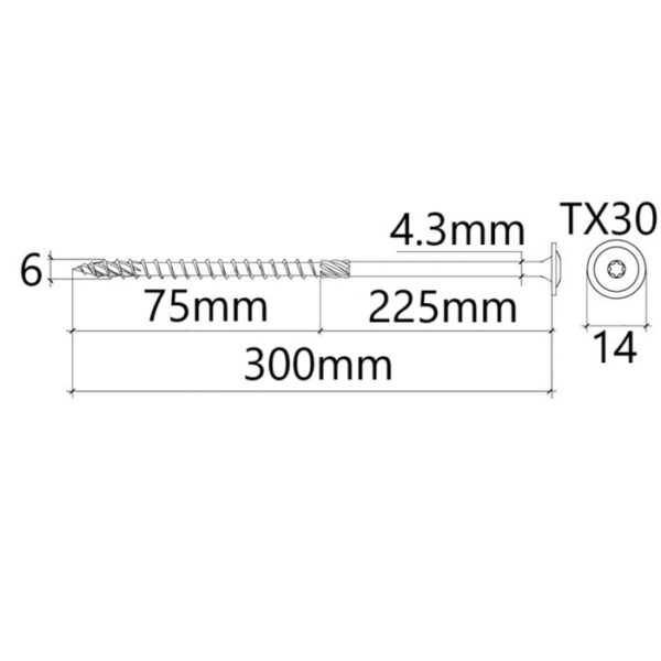 Surub Dulgherie Cap Plat 6x300 bb