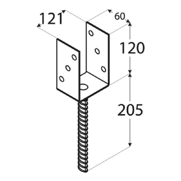 Suport Stalp Lemn 121mm Tip U b