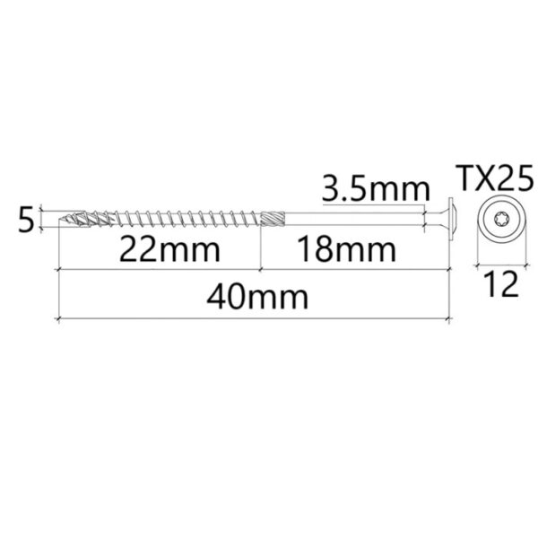 Surub Dulgherie Cap Plat 5x40 bb