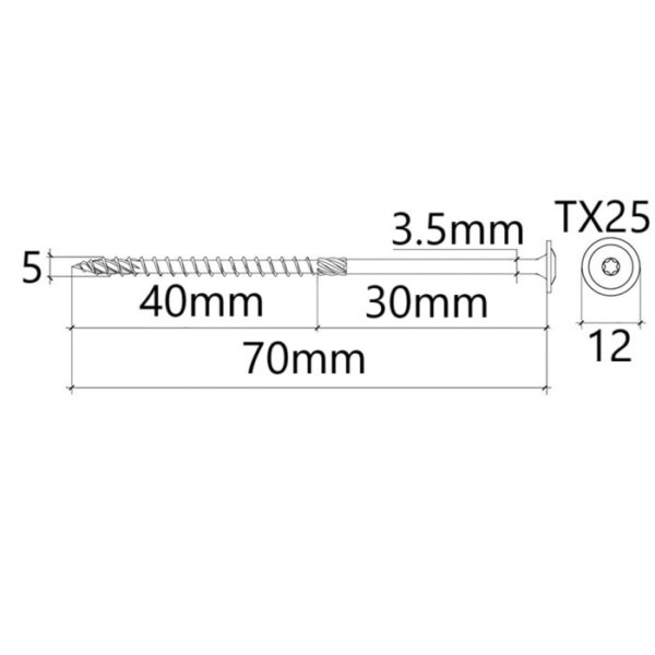 Surub Dulgherie Cap Plat 5x70 bb