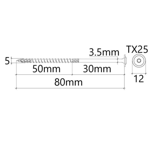 Surub Dulgherie Cap Plat 5x80 bb