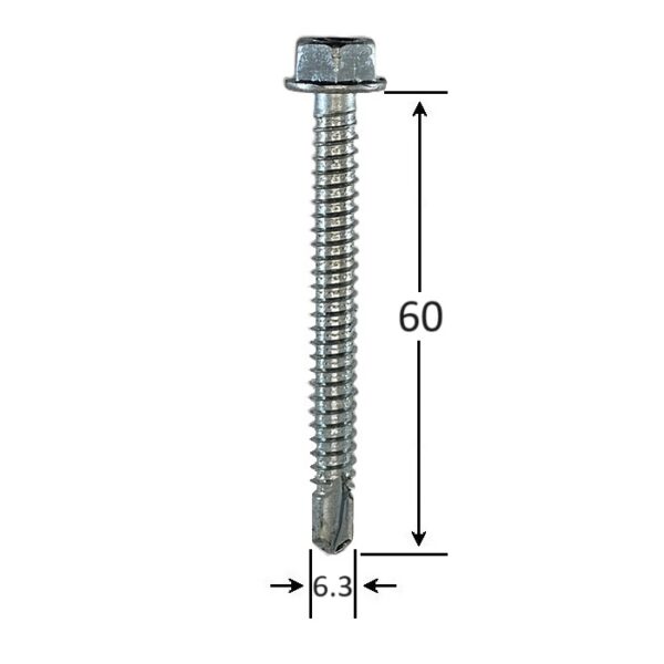 Surub Autoforant Cap Hexagonal 6.3x60mm Zincat b