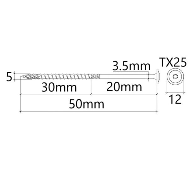 Surub Dulgherie Cap Plat 5x50 bb