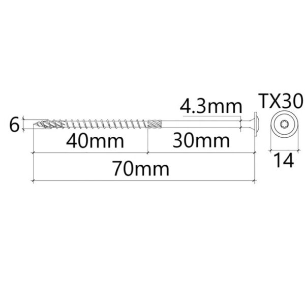 Surub Dulgherie Cap Plat 6x70 bb