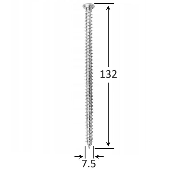 Surub Montaj Ferestre Argintiu 7.5x132 b