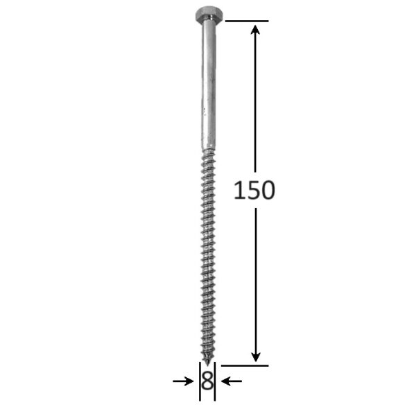 Holsurub Lemn Cap Hexagonal 8x150 b
