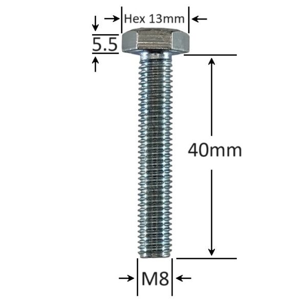 Surub Filet Metric M8x40mm Cap Hexagonal b