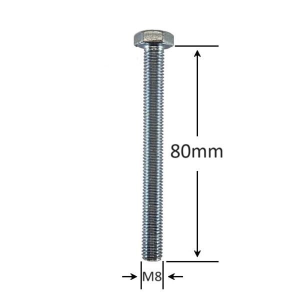 Surub Filet Metric M8x80mm Cap Hexagonal aa