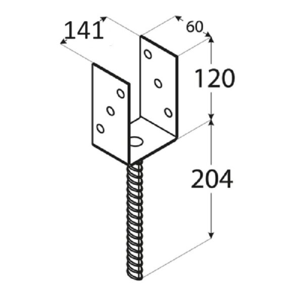 Suport Stalp Lemn 141mm Tip U b