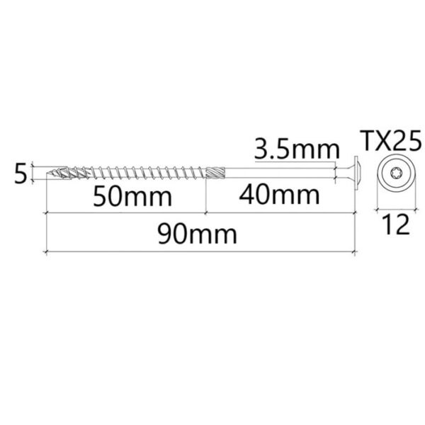 Surub Dulgherie Cap Plat 5x90 bb