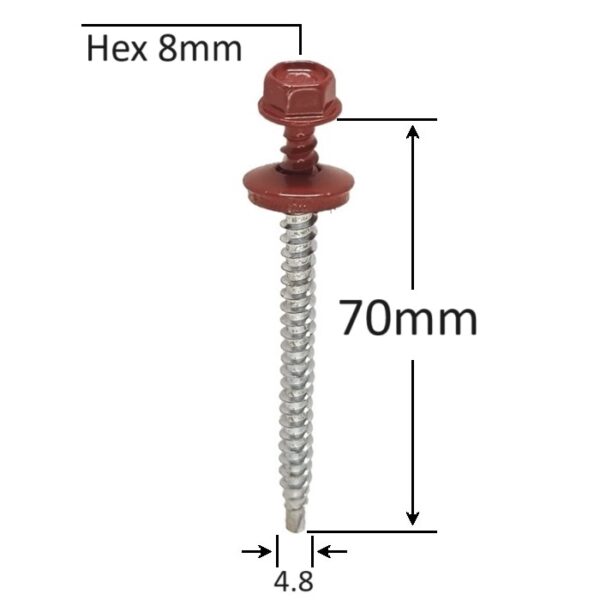 Surub Autoforant Cap Hexagonal 4.8x70mm Rosu RAL 3011 a