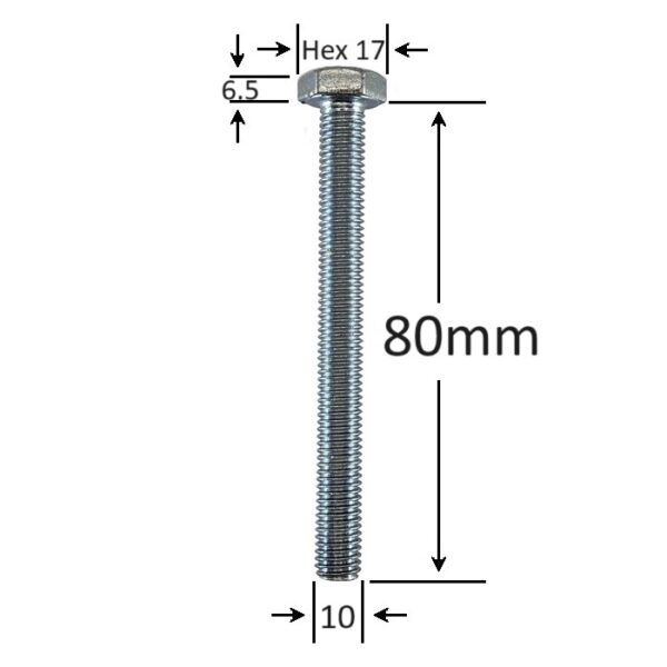 Surub Filet Metric M10x80mm Cap Hexagonal a