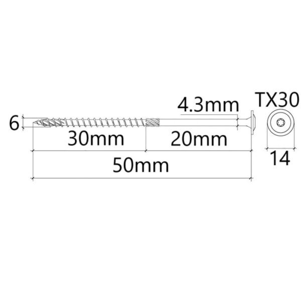 Surub Dulgherie Cap Plat 6x50 bb