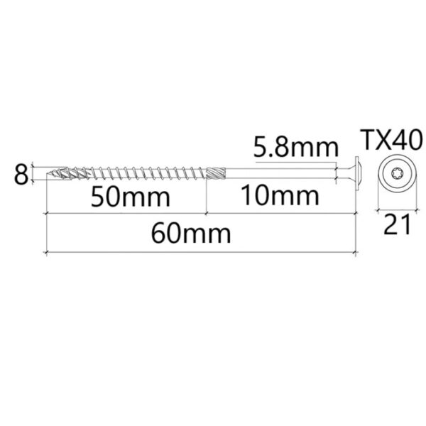 Surub Dulgherie Cap Plat 8x60 bb