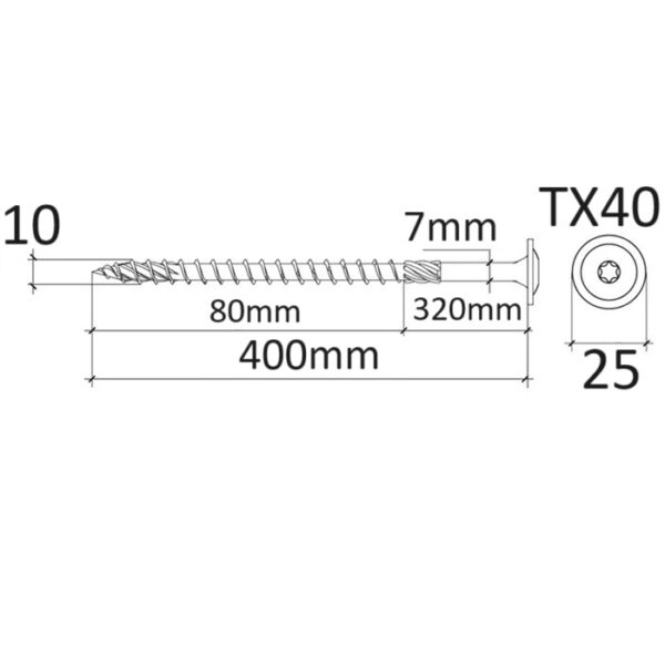 Surub Dulgherie Cap Plat 10x400 b