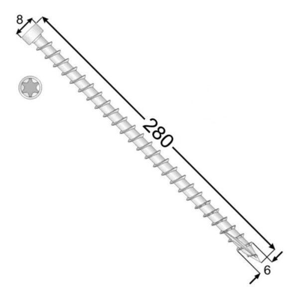 Surub Lemn Cap Cilindric 6x280 b